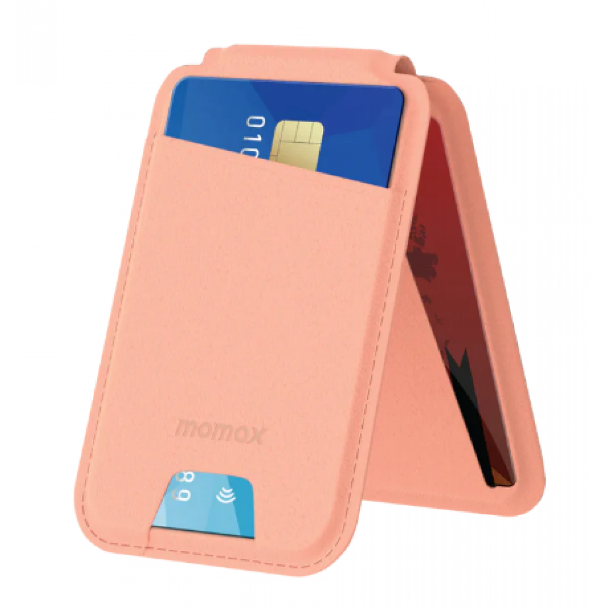 Momax 1-Wallet 磁吸卡片套支架 (粉紅色)